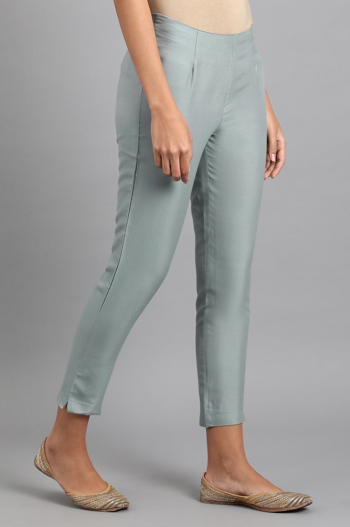 Blue Solid Trousers