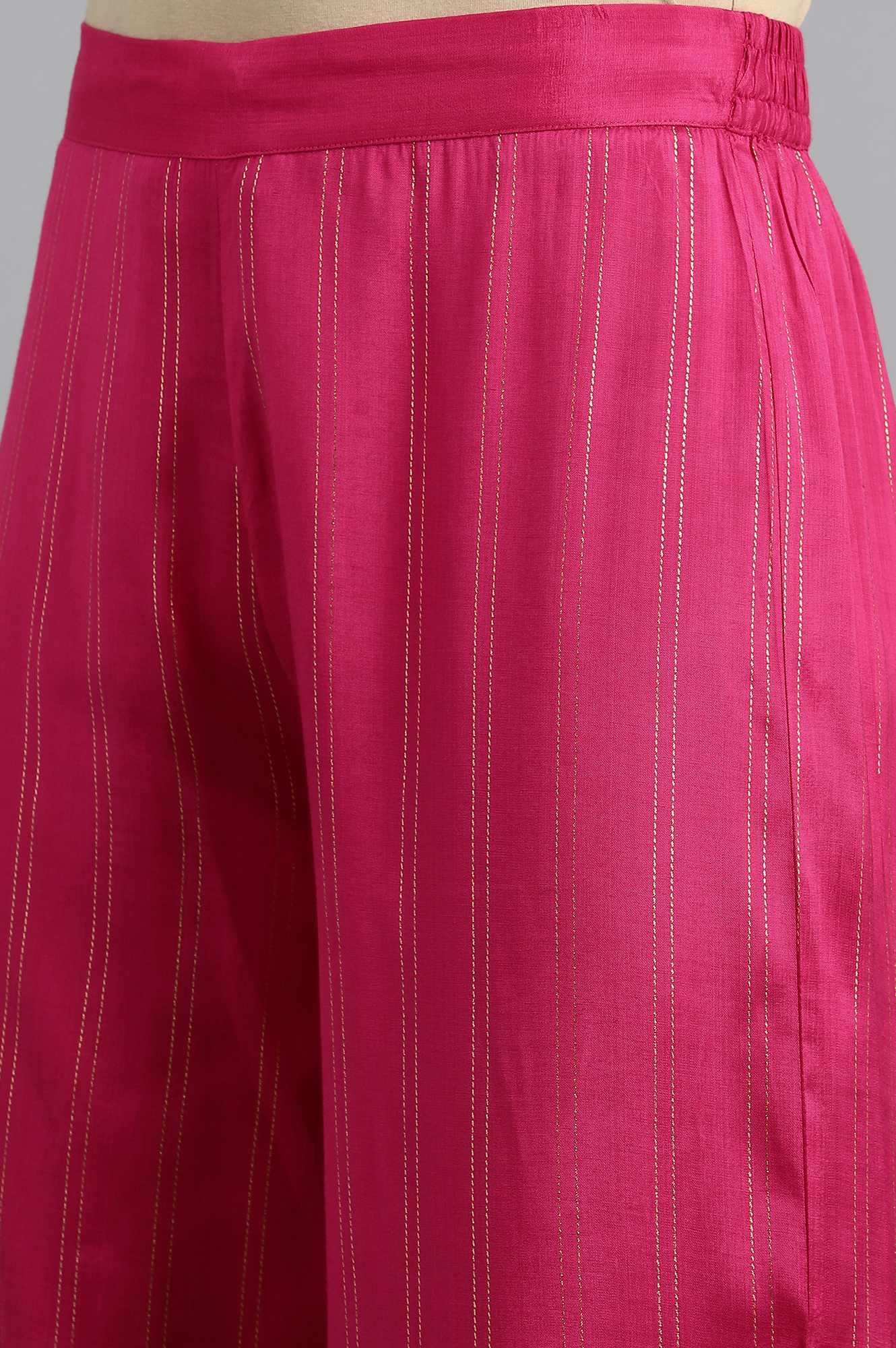 Pink Printed Parallel Pants - wforwoman