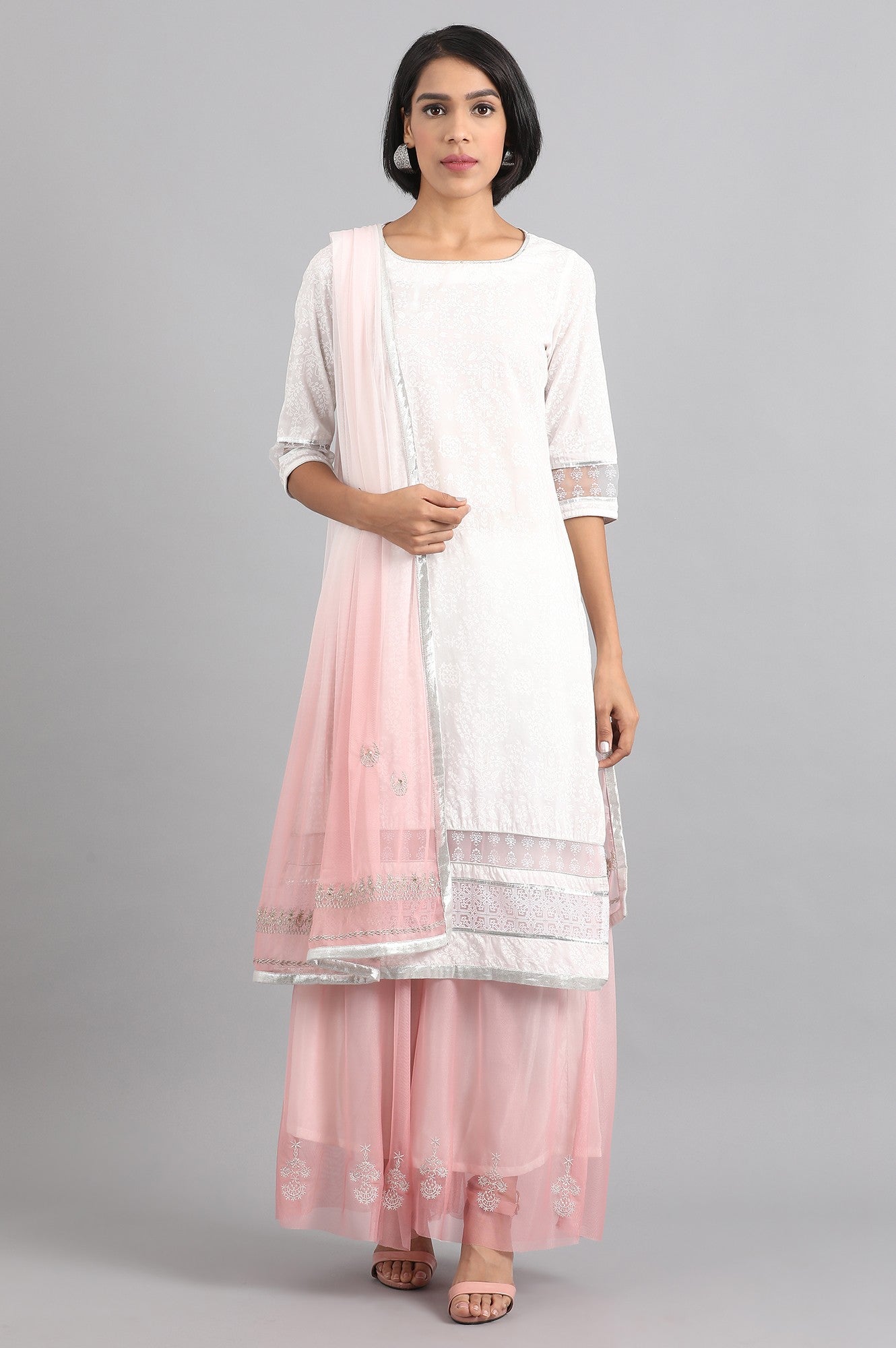 White & Pink Ombre Dupatta