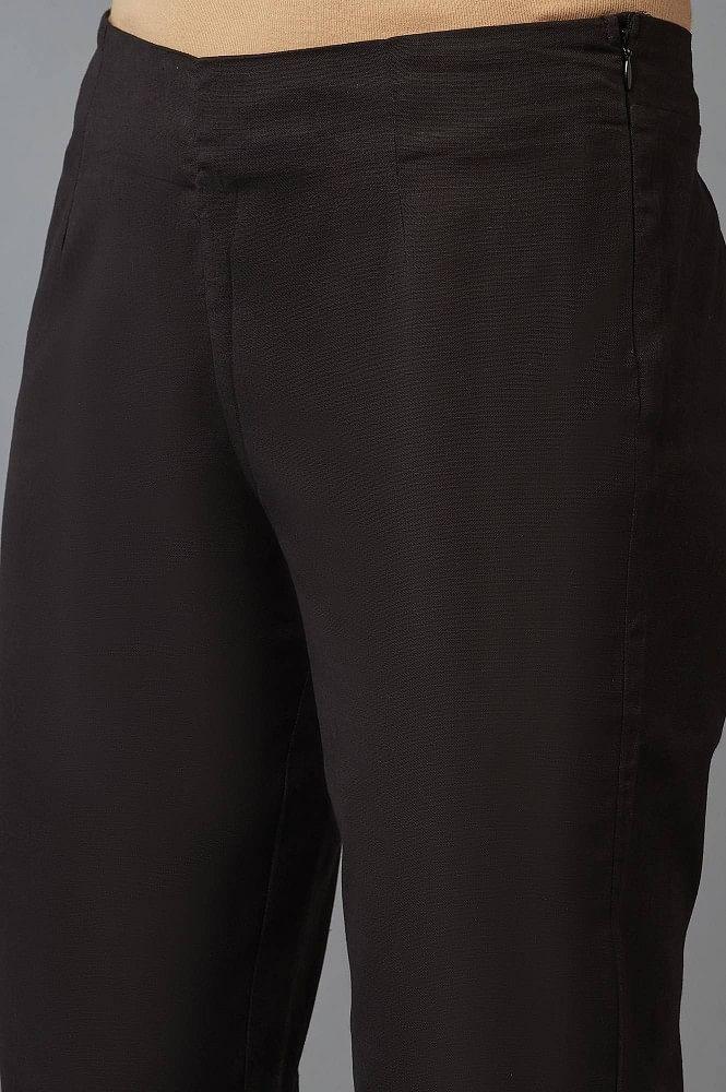 Black Solid Trousers - wforwoman