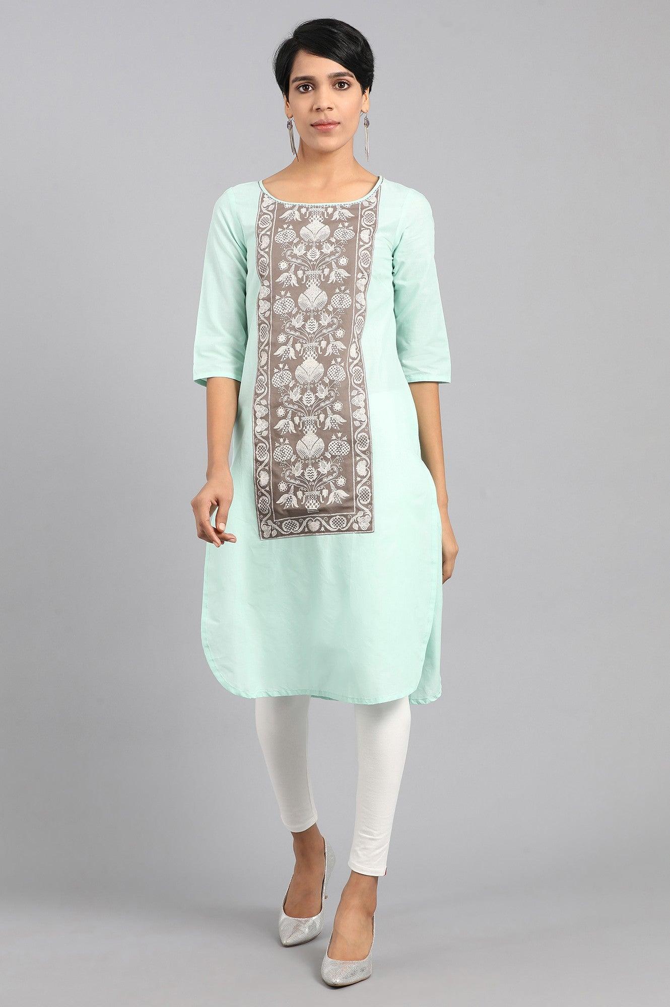 Pink Mandarin Neck Embroidered kurta - wforwoman