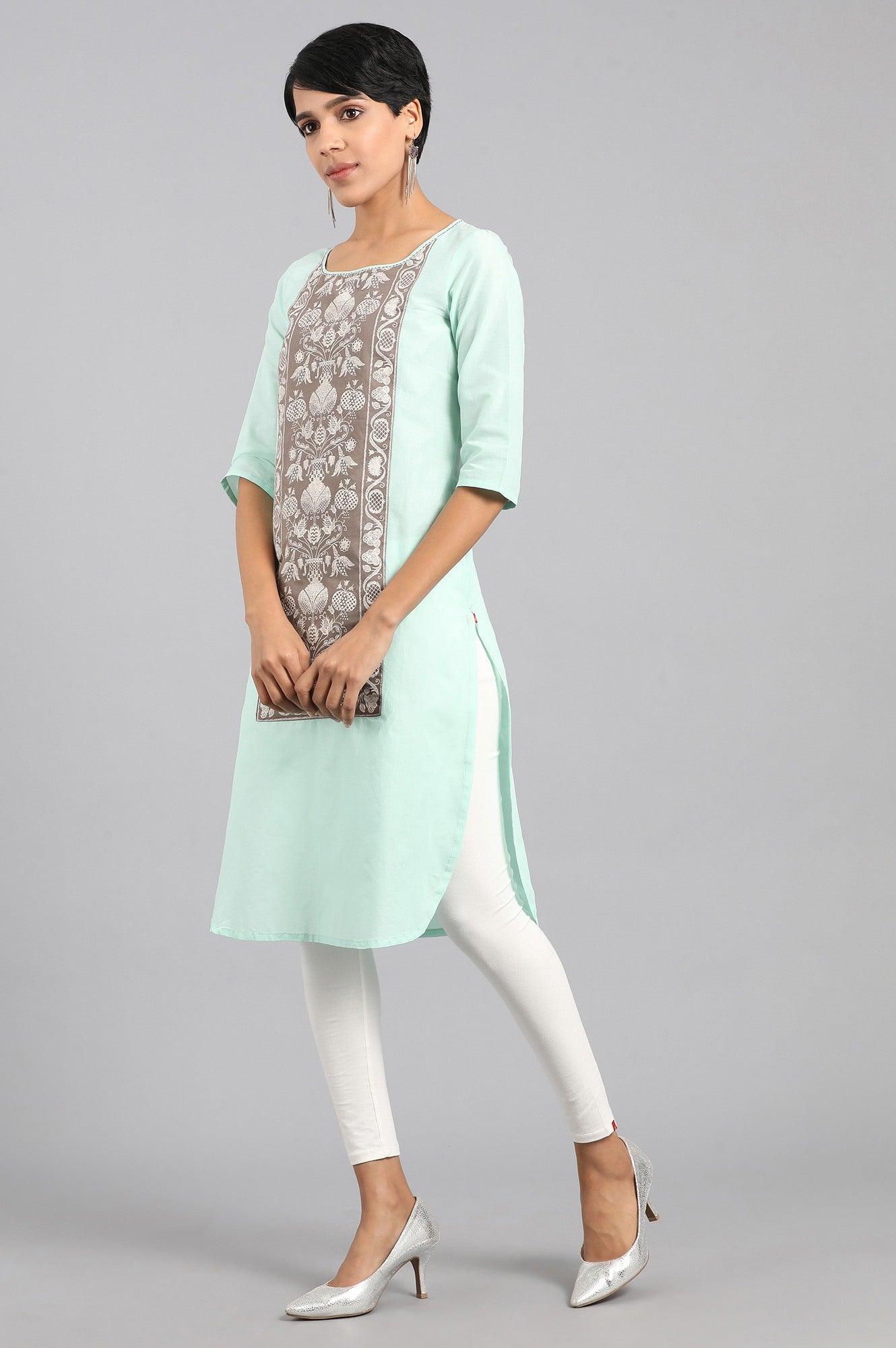 Pink Mandarin Neck Embroidered kurta - wforwoman