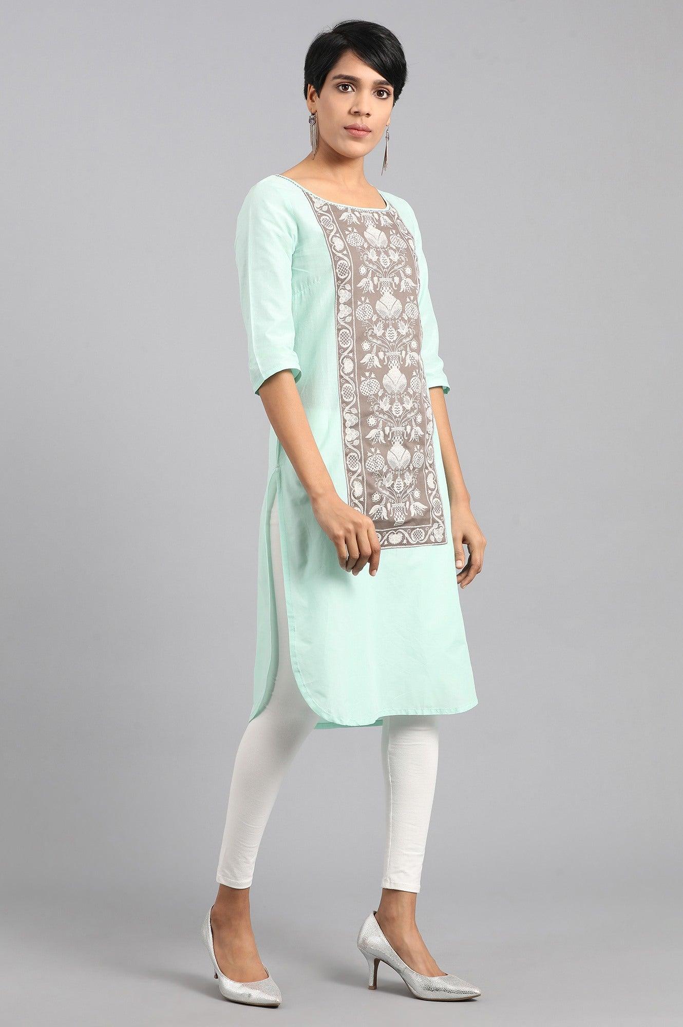 Pink Mandarin Neck Embroidered kurta - wforwoman