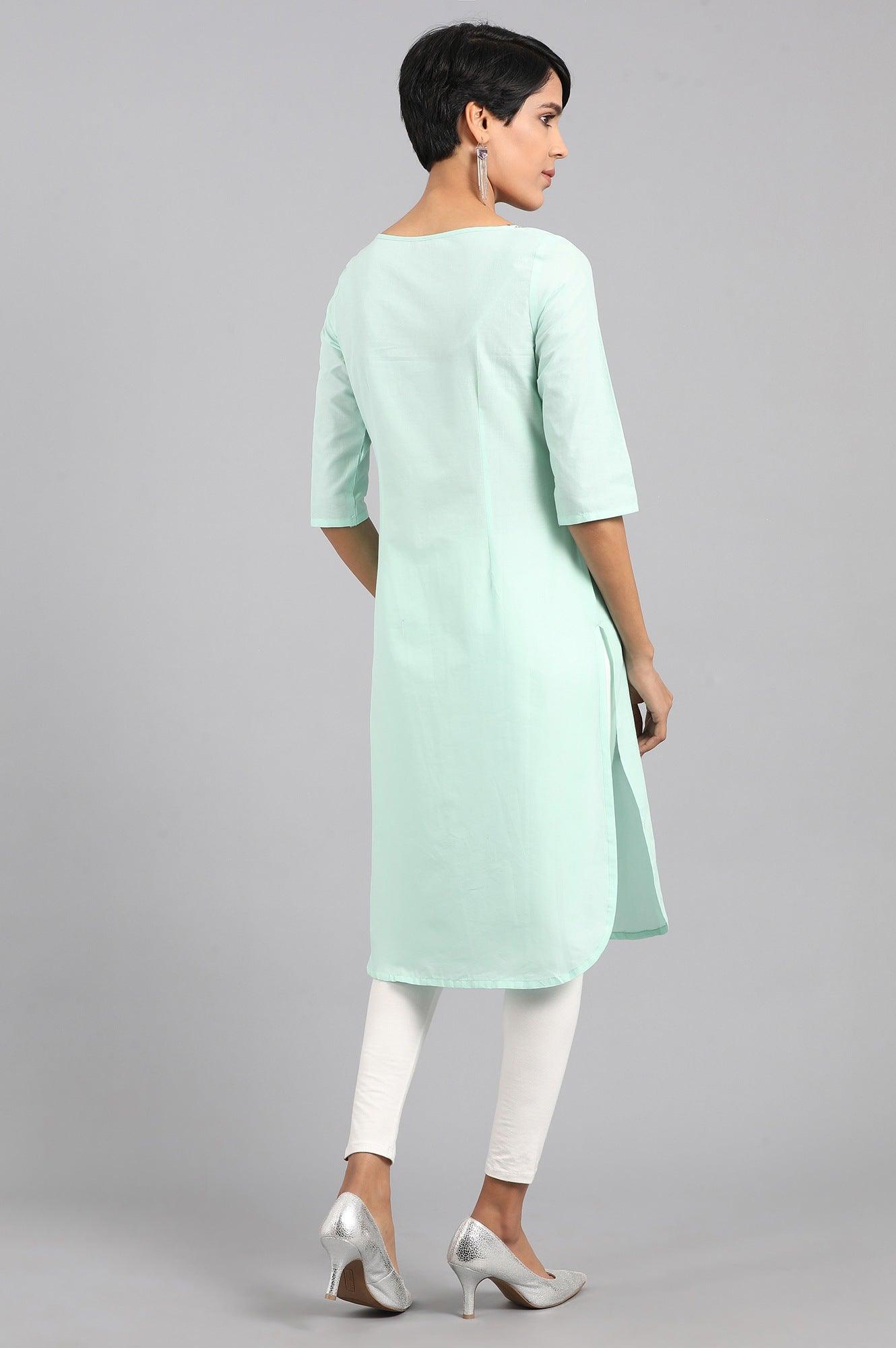 Pink Mandarin Neck Embroidered kurta - wforwoman