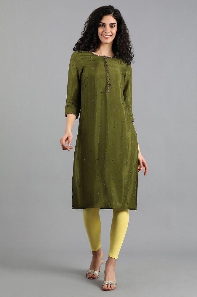Blue Round Neck Solid kurta - wforwoman