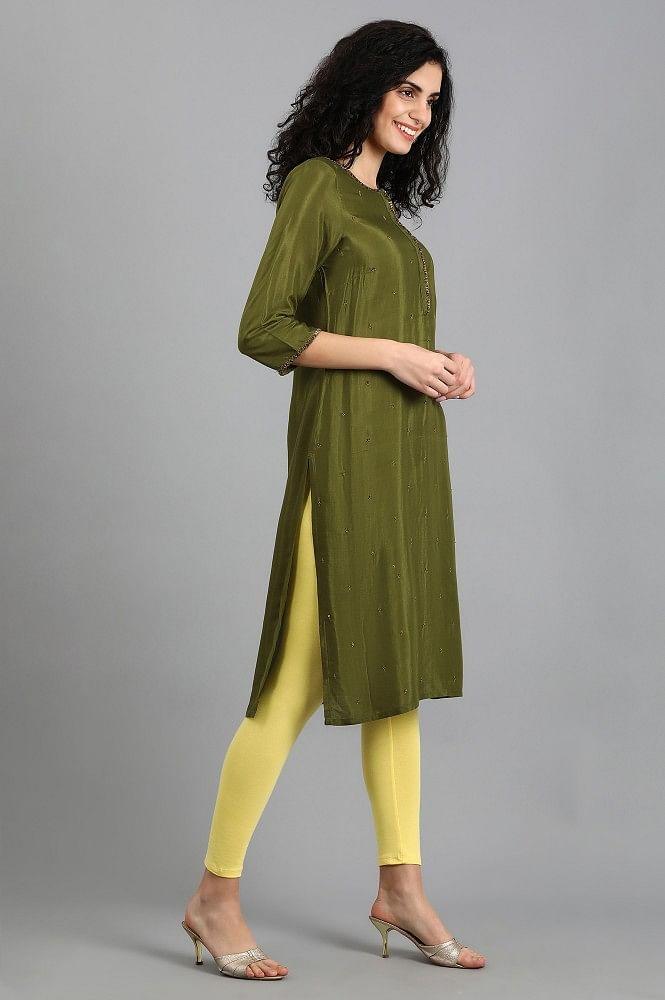 Blue Round Neck Solid kurta - wforwoman