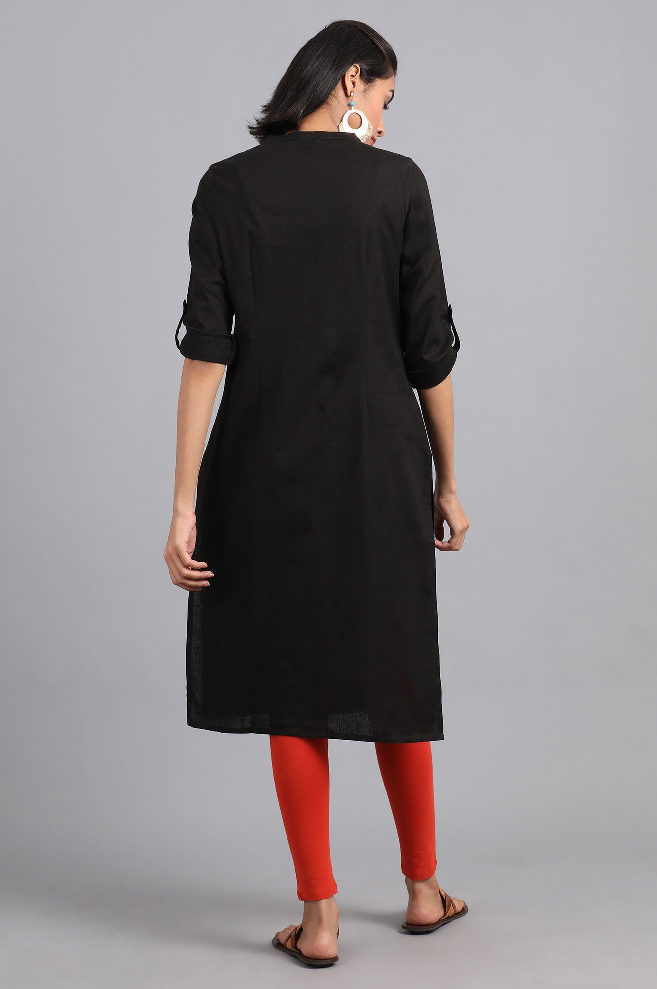 Black Mandarin Neck Solid kurta