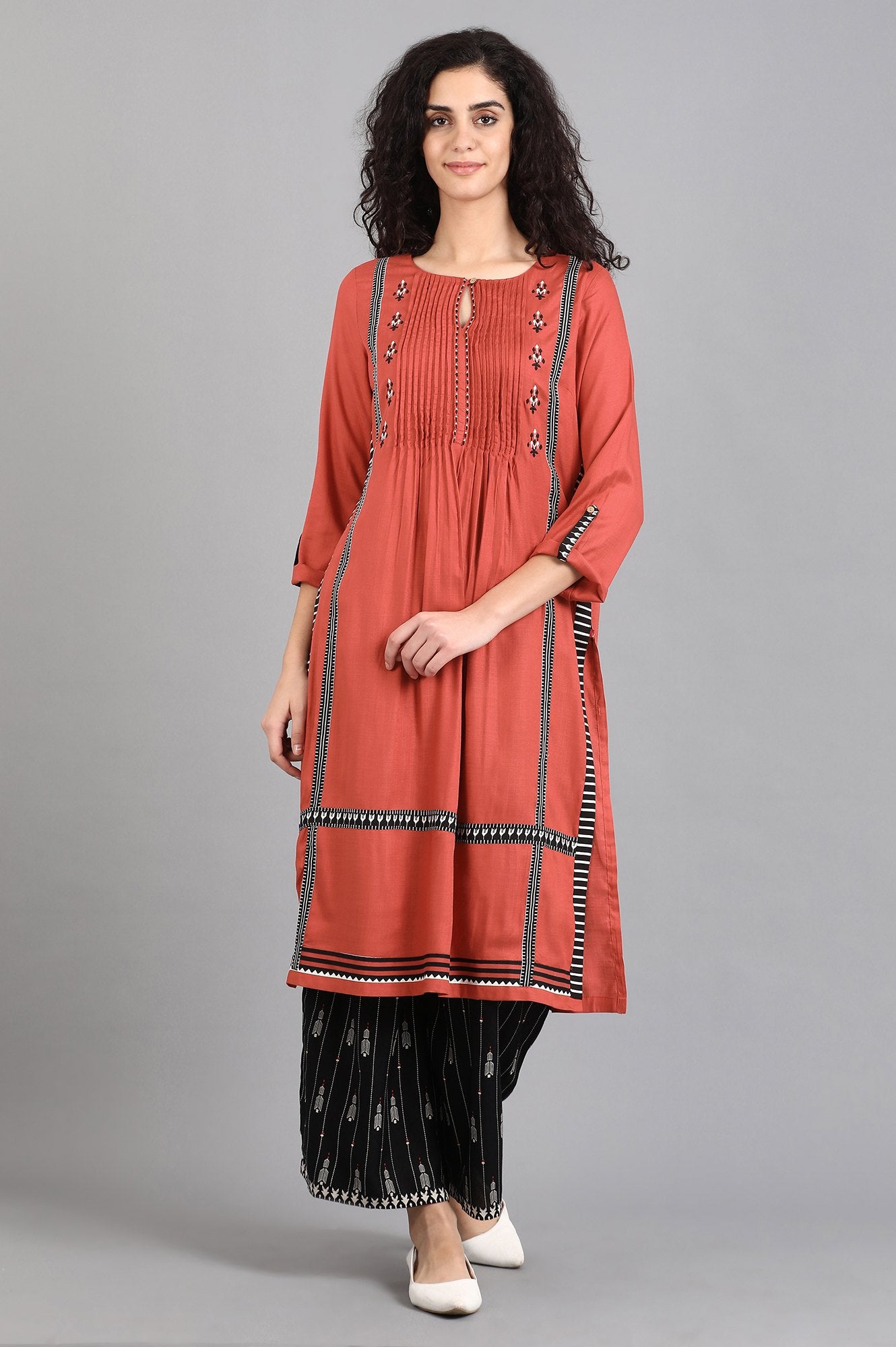 Orange Round Neck kurta