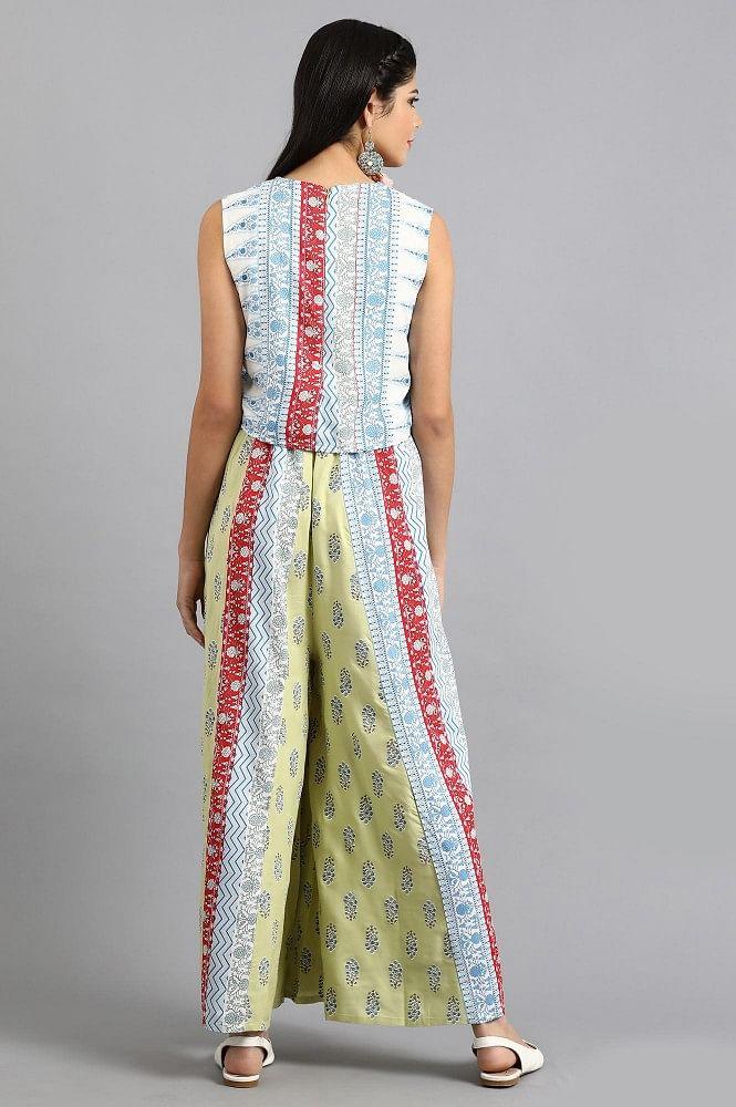 Blue & Green Printed Yolo Dress - wforwoman