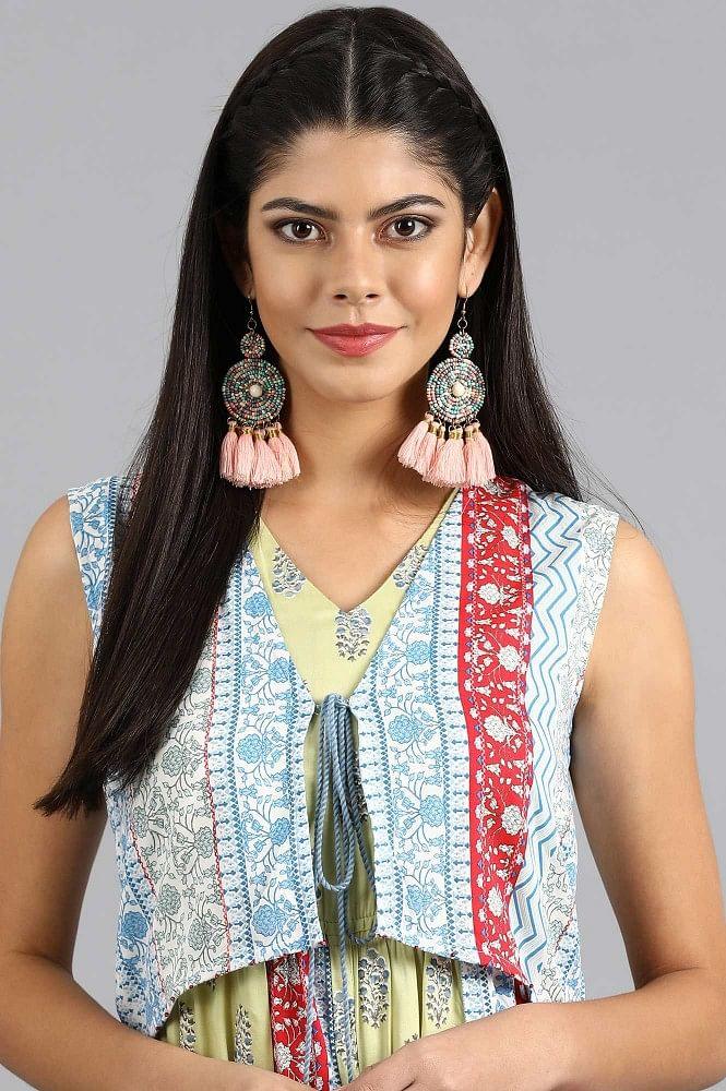 Blue & Green Printed Yolo Dress - wforwoman