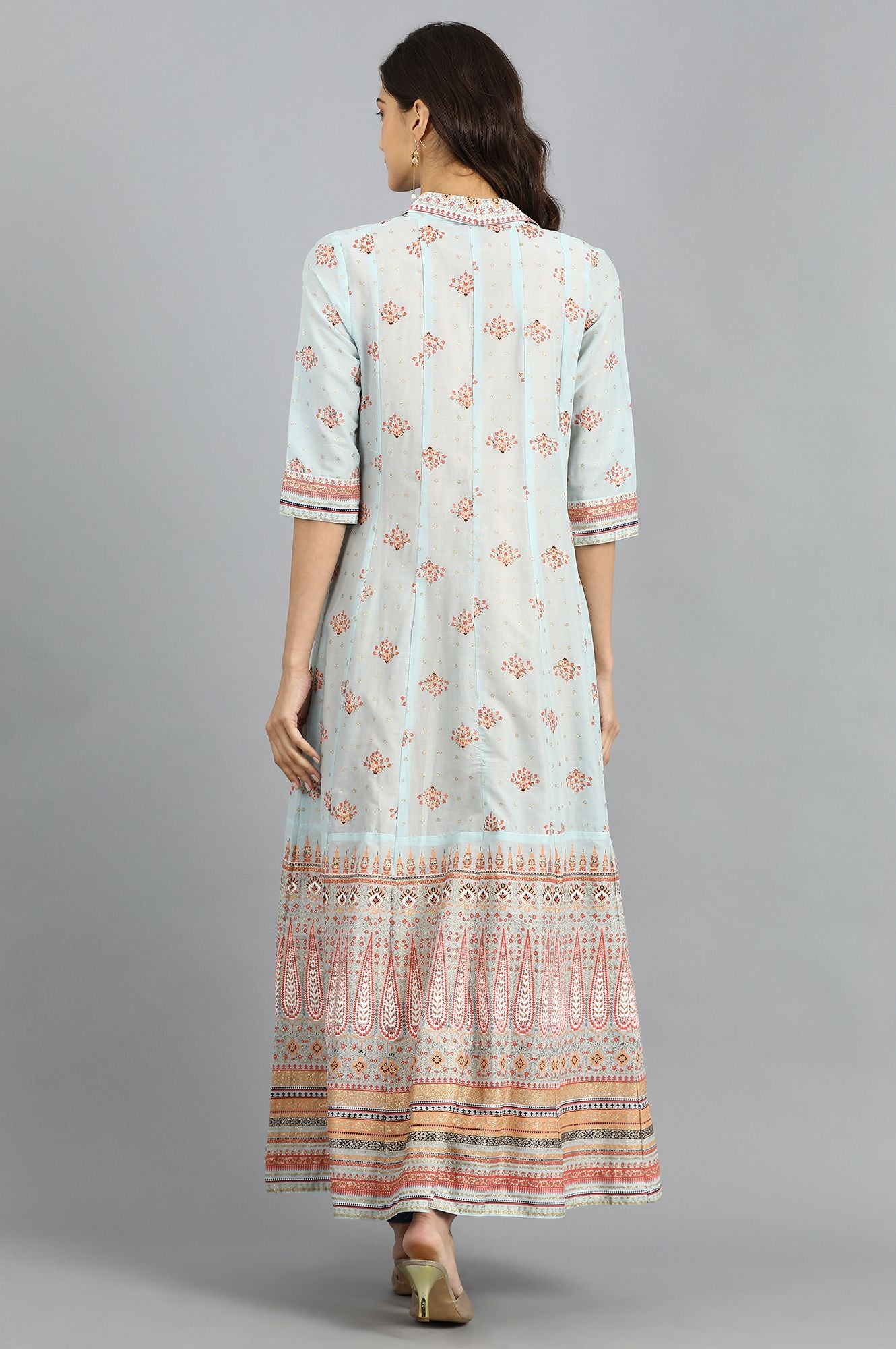 Blue Round Neck Layered kurta