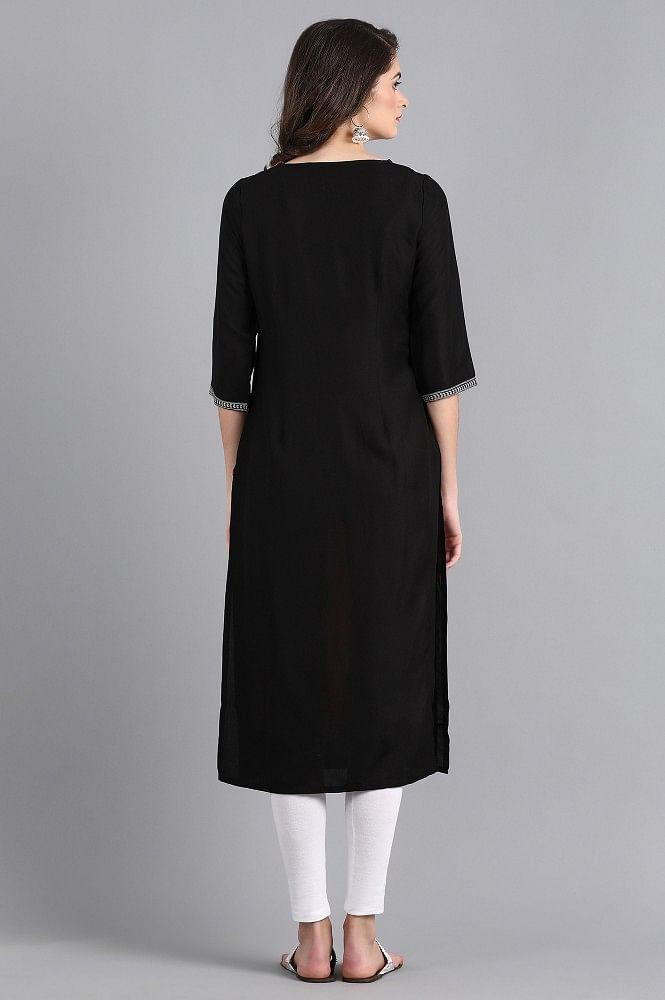 Red Round Neck Printed kurta - wforwoman