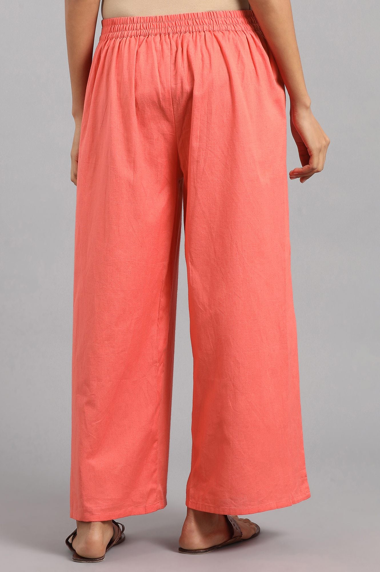Peach Solid Parallel Pants