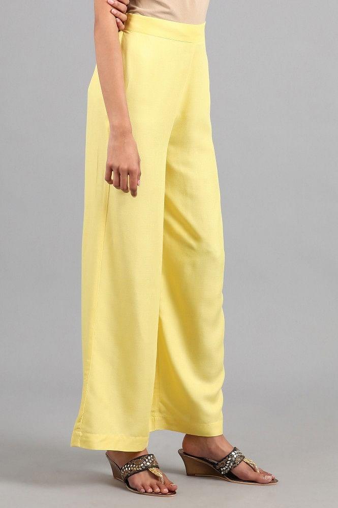 Yellow Solid Flared Pants - wforwoman