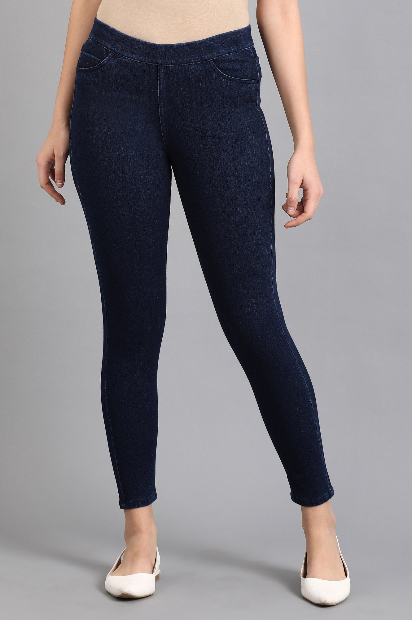 Blue Solid Jeggings