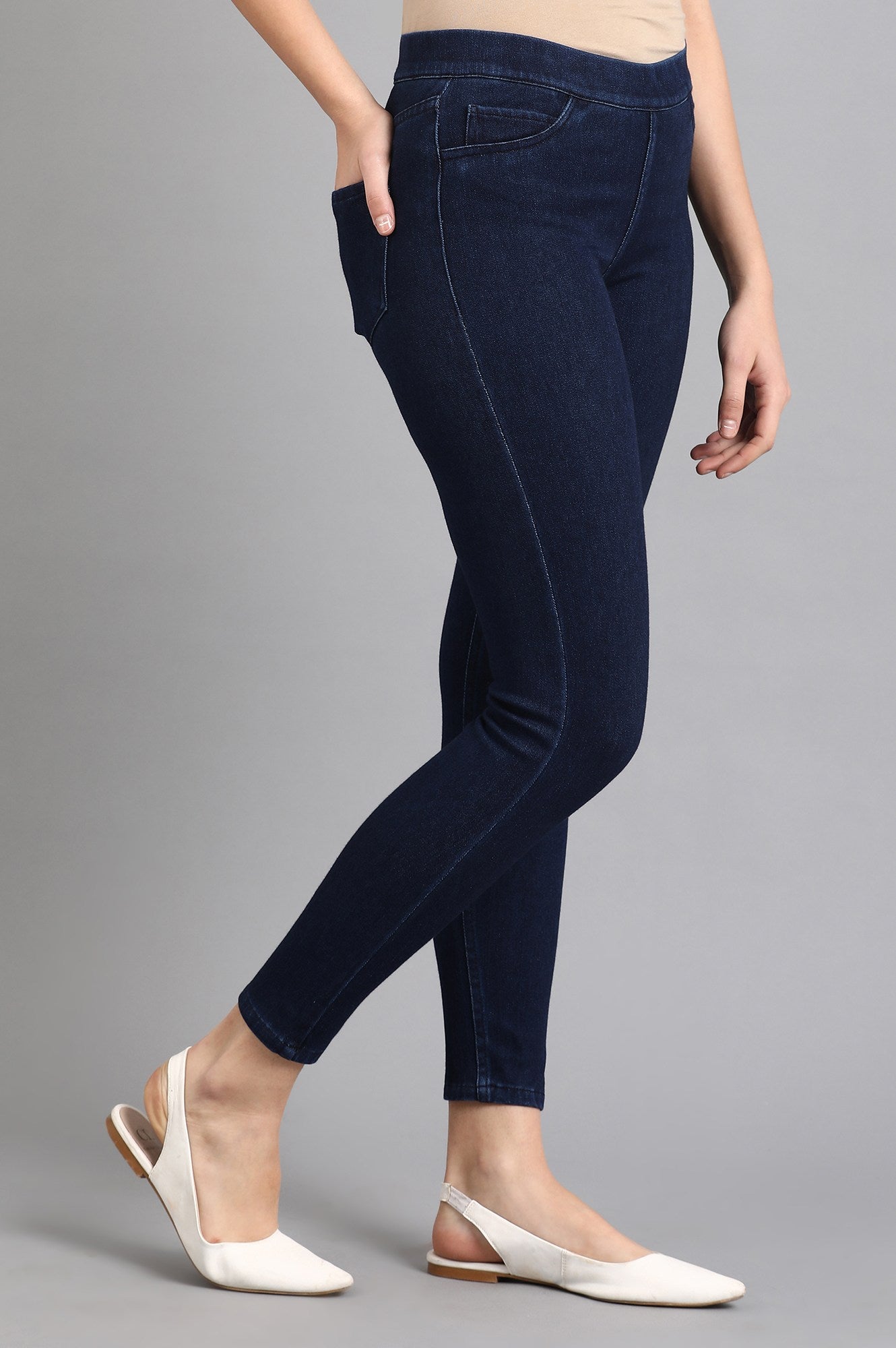 Blue Solid Jeggings