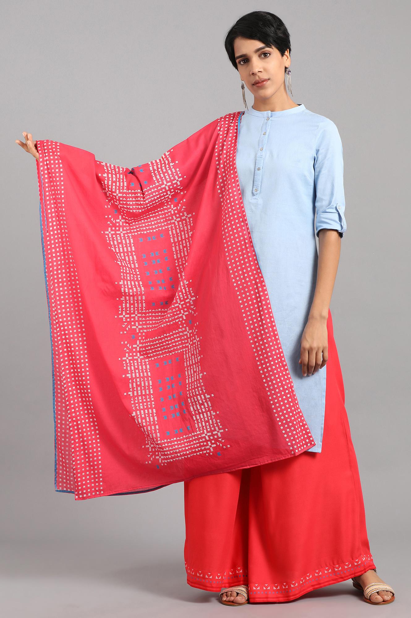 Red Printed Dupatta