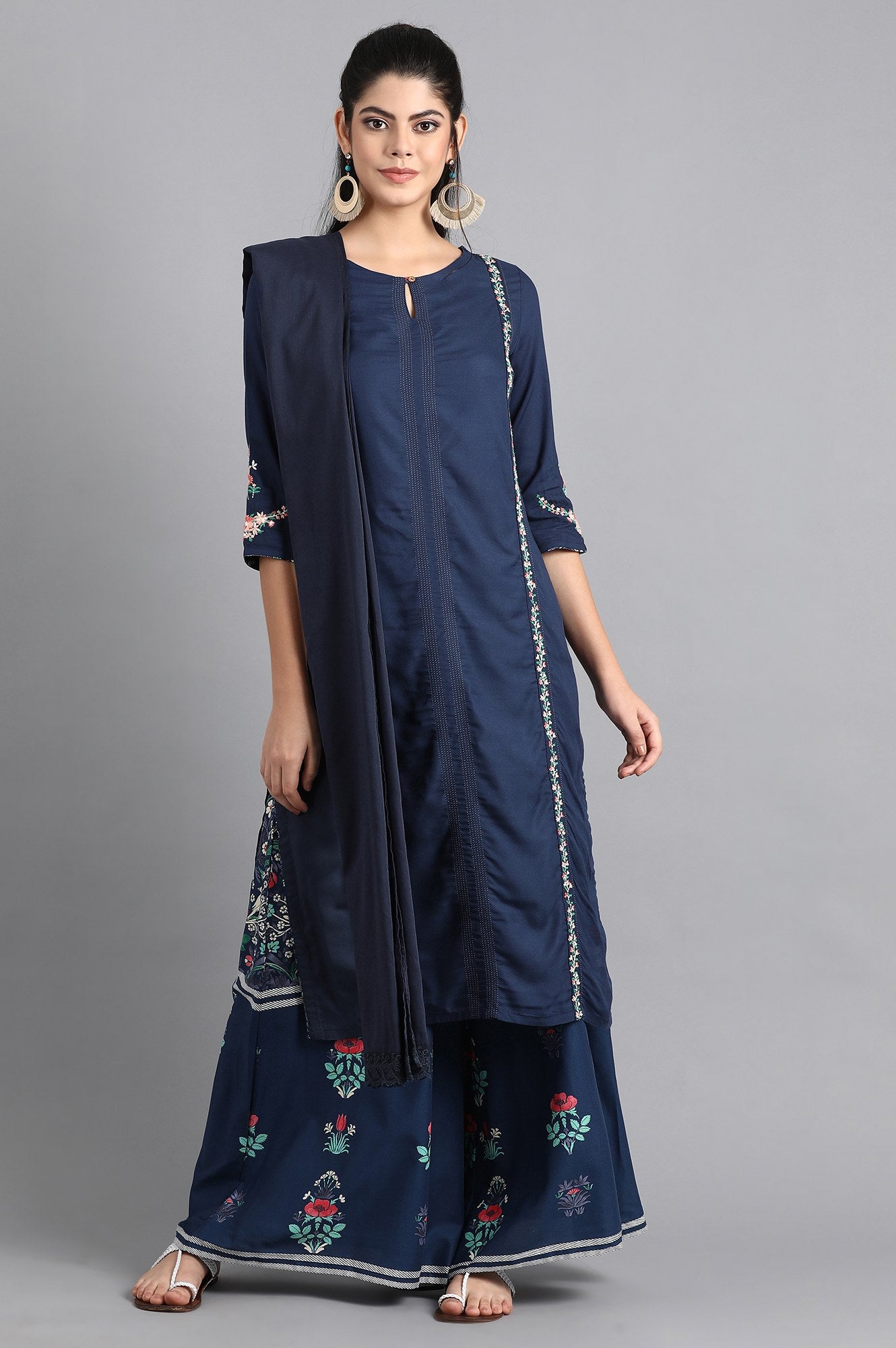Blue Solid Dupatta