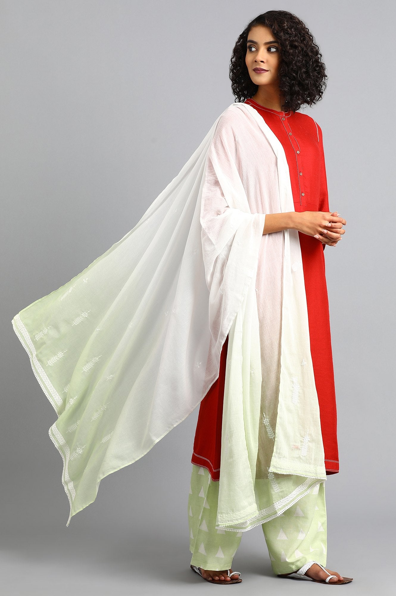 Green Embroidered Dupatta