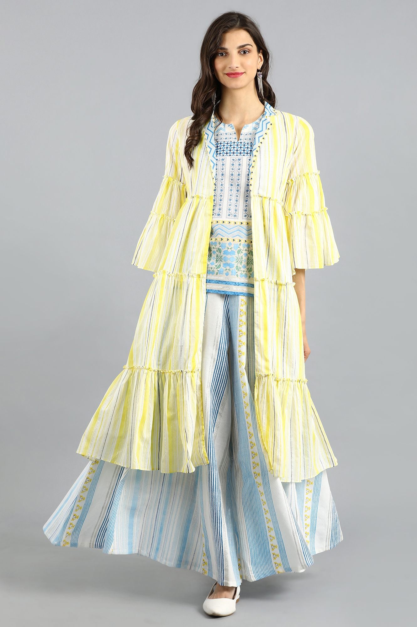 Yellow & Blue Printed Summer Suit