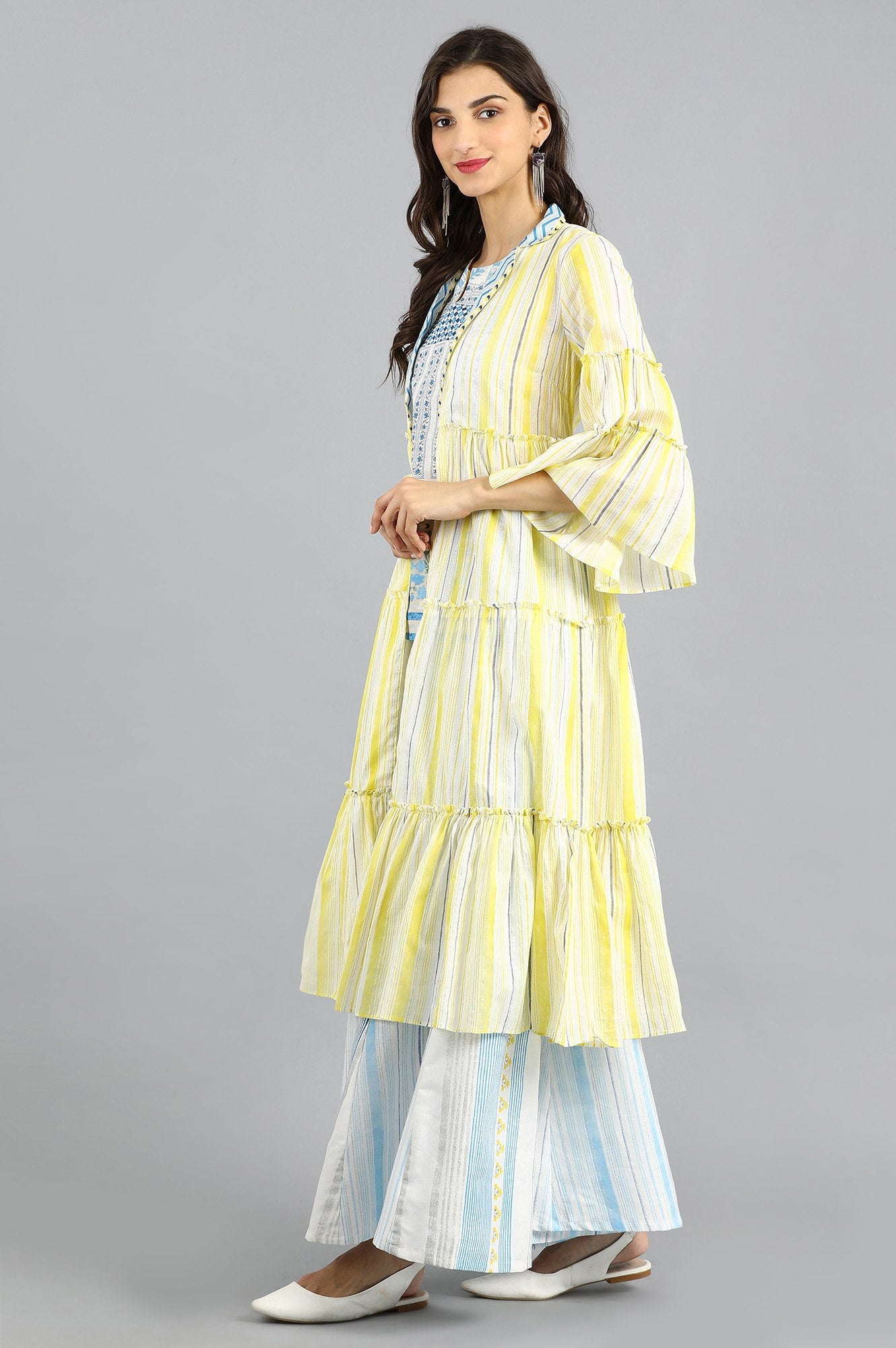 Yellow & Blue Printed Summer Suit