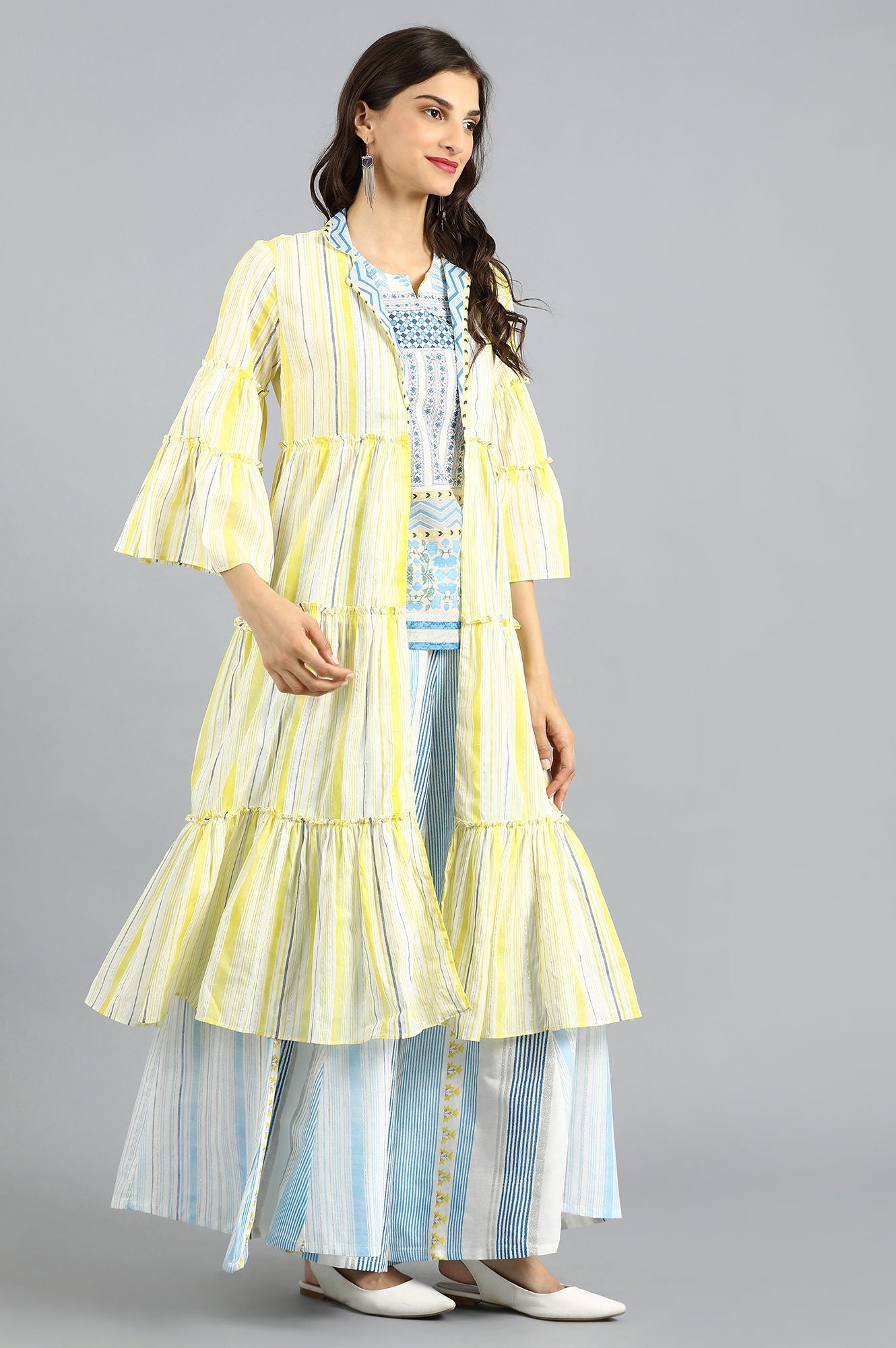 Yellow & Blue Printed Summer Suit