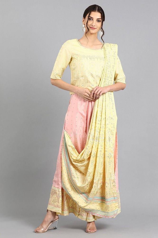 Yellow Round Neck Set - wforwoman