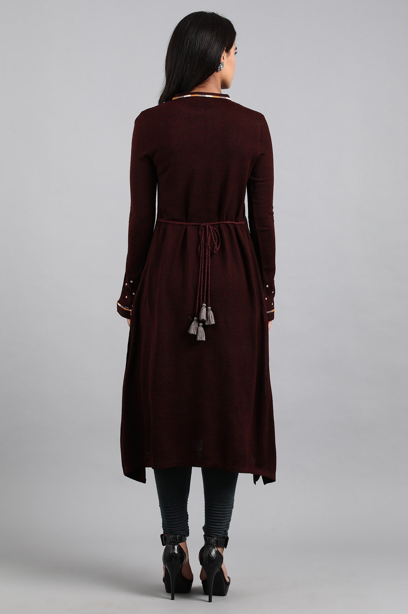 Maroon Mandarin Neck Winter kurta