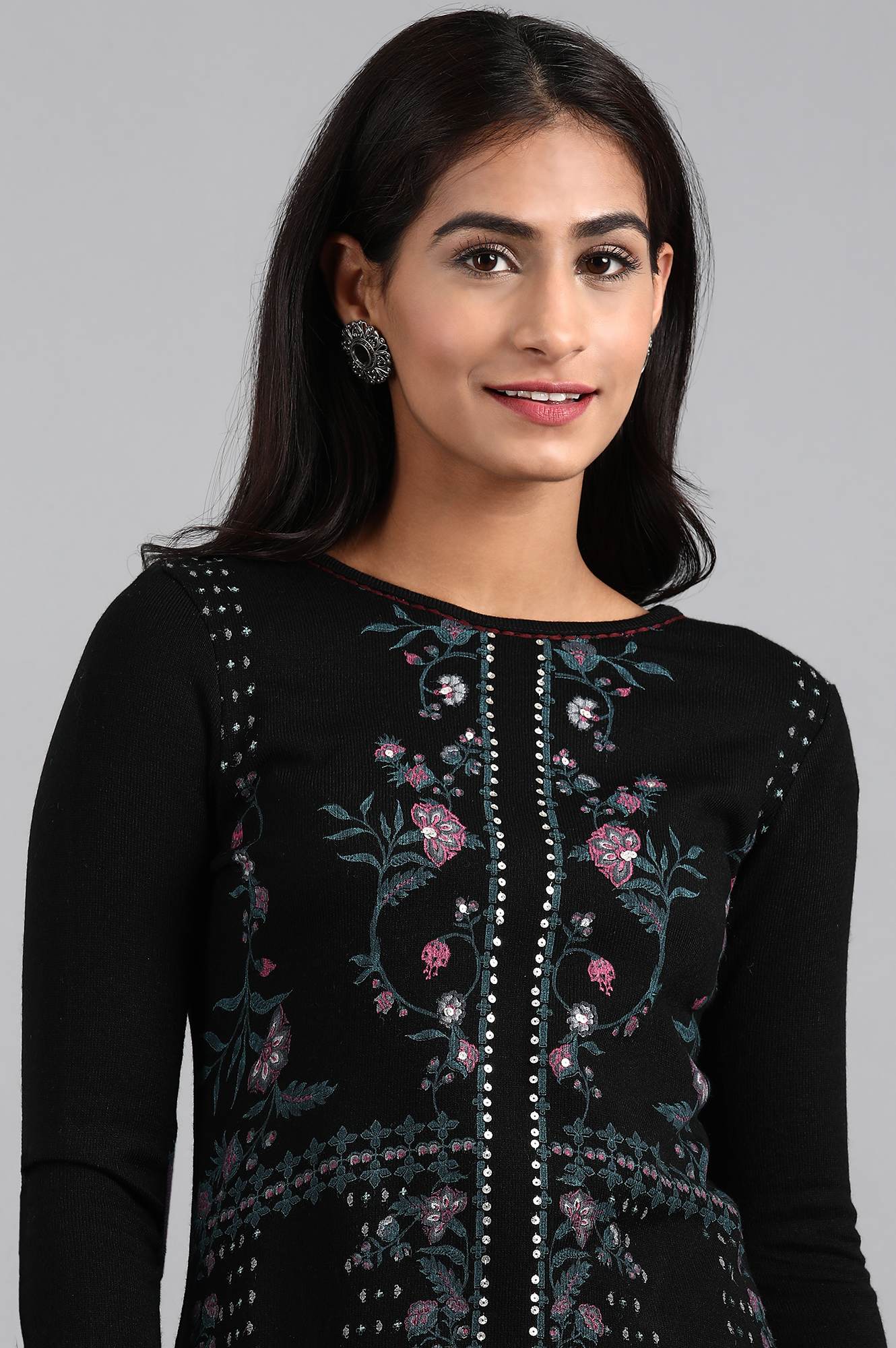 Black Round Neck Winter kurta