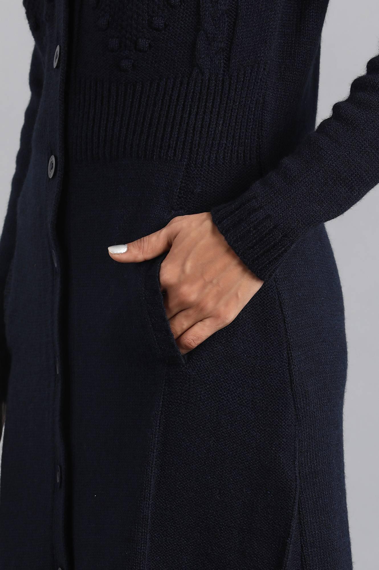 Blue Mandarin Neck Printed kurta - wforwoman