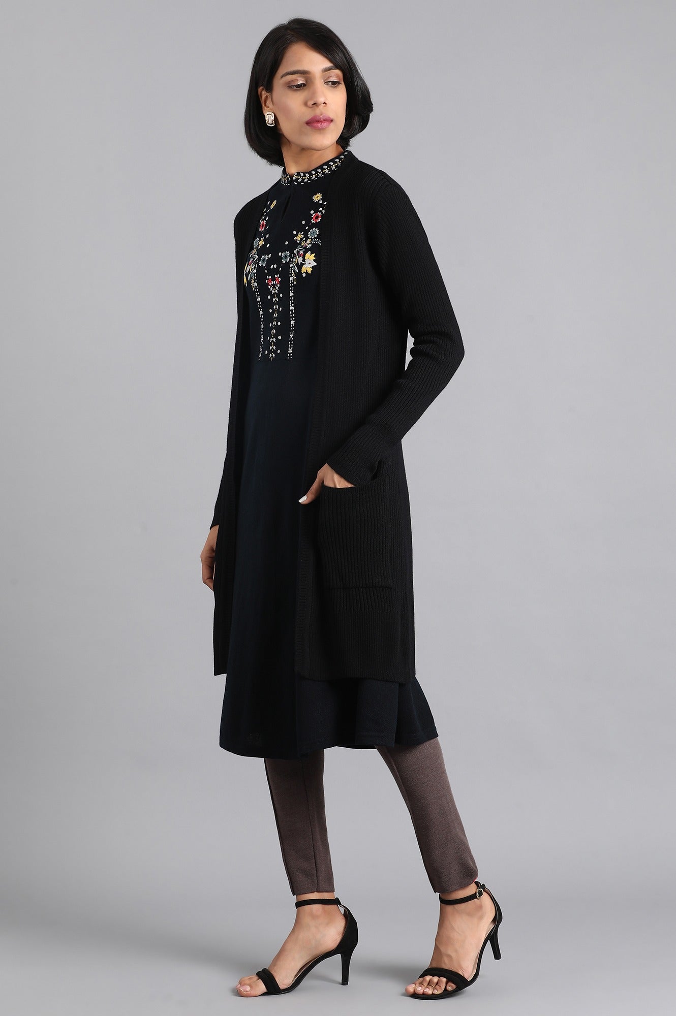 Black Ribbed Cardigan