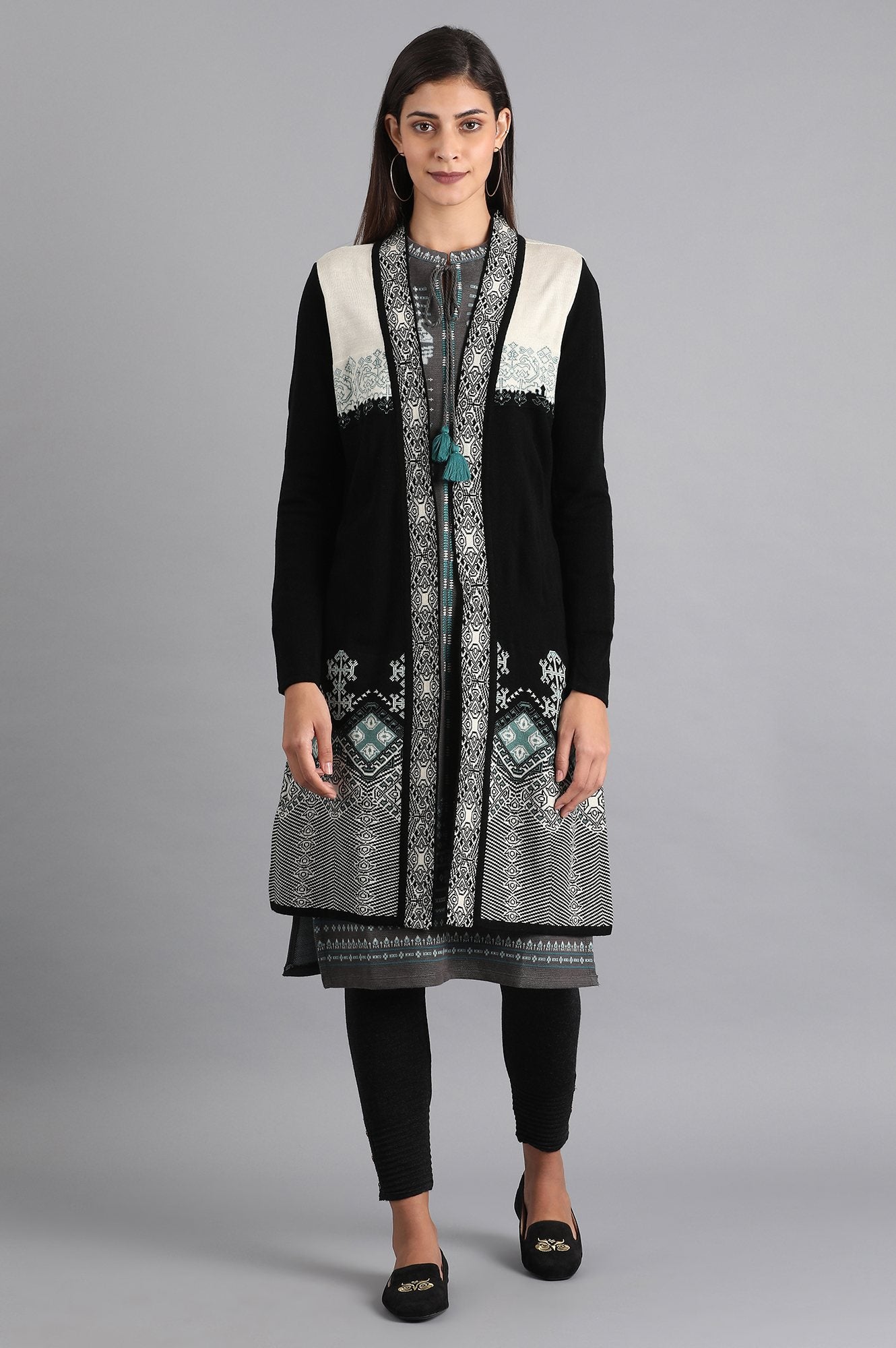 Black Jacquard Cardigan