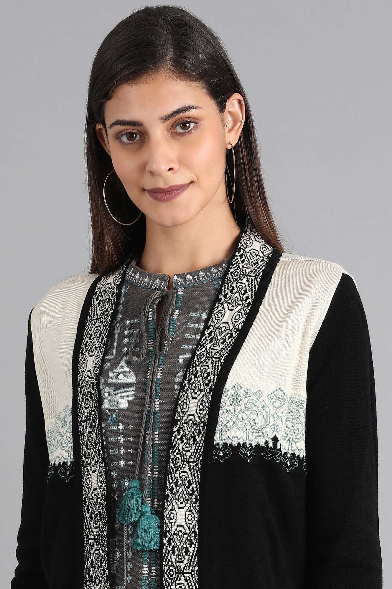 Black Jacquard Cardigan