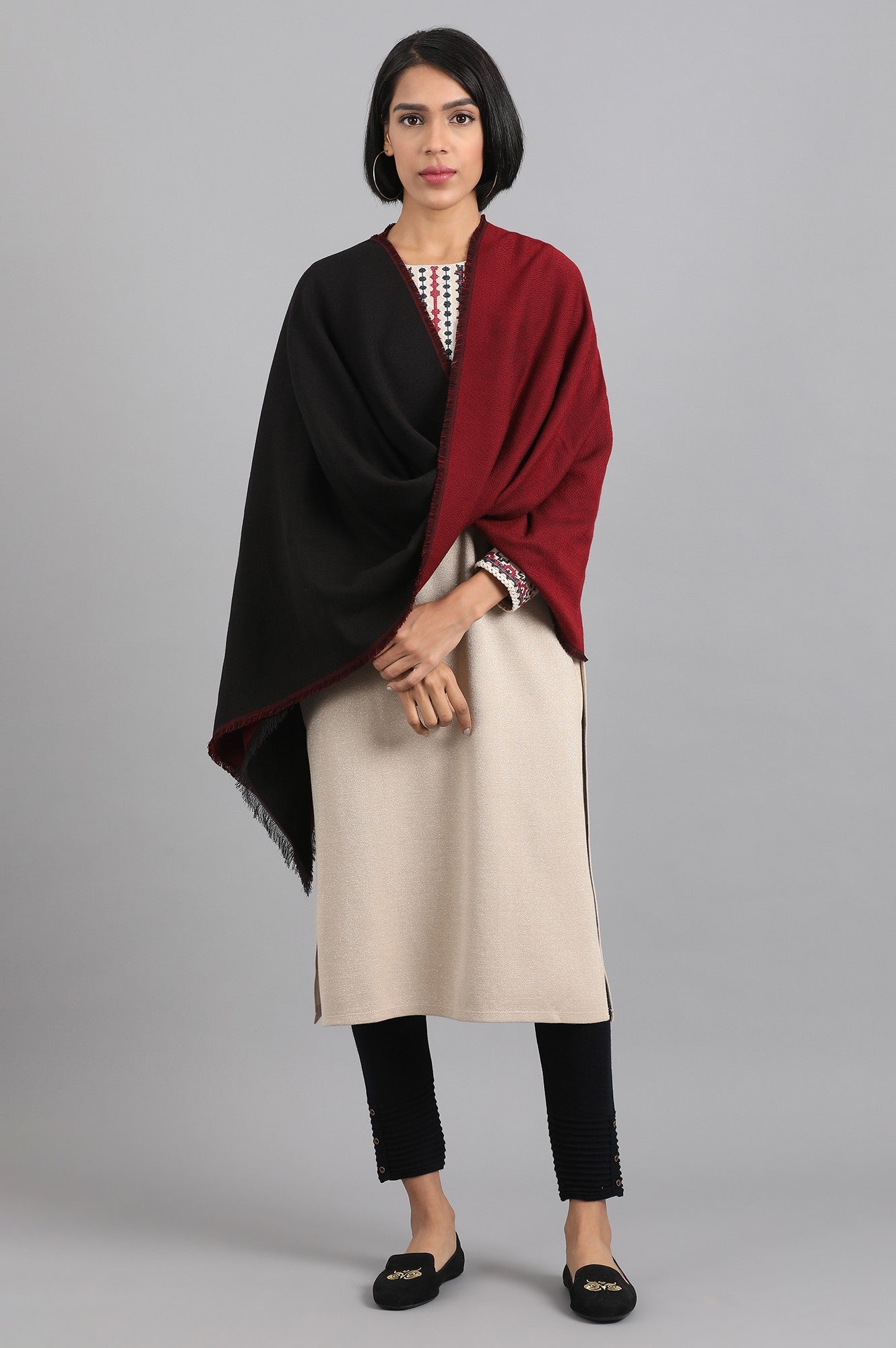 Maroon Reversible Shawl