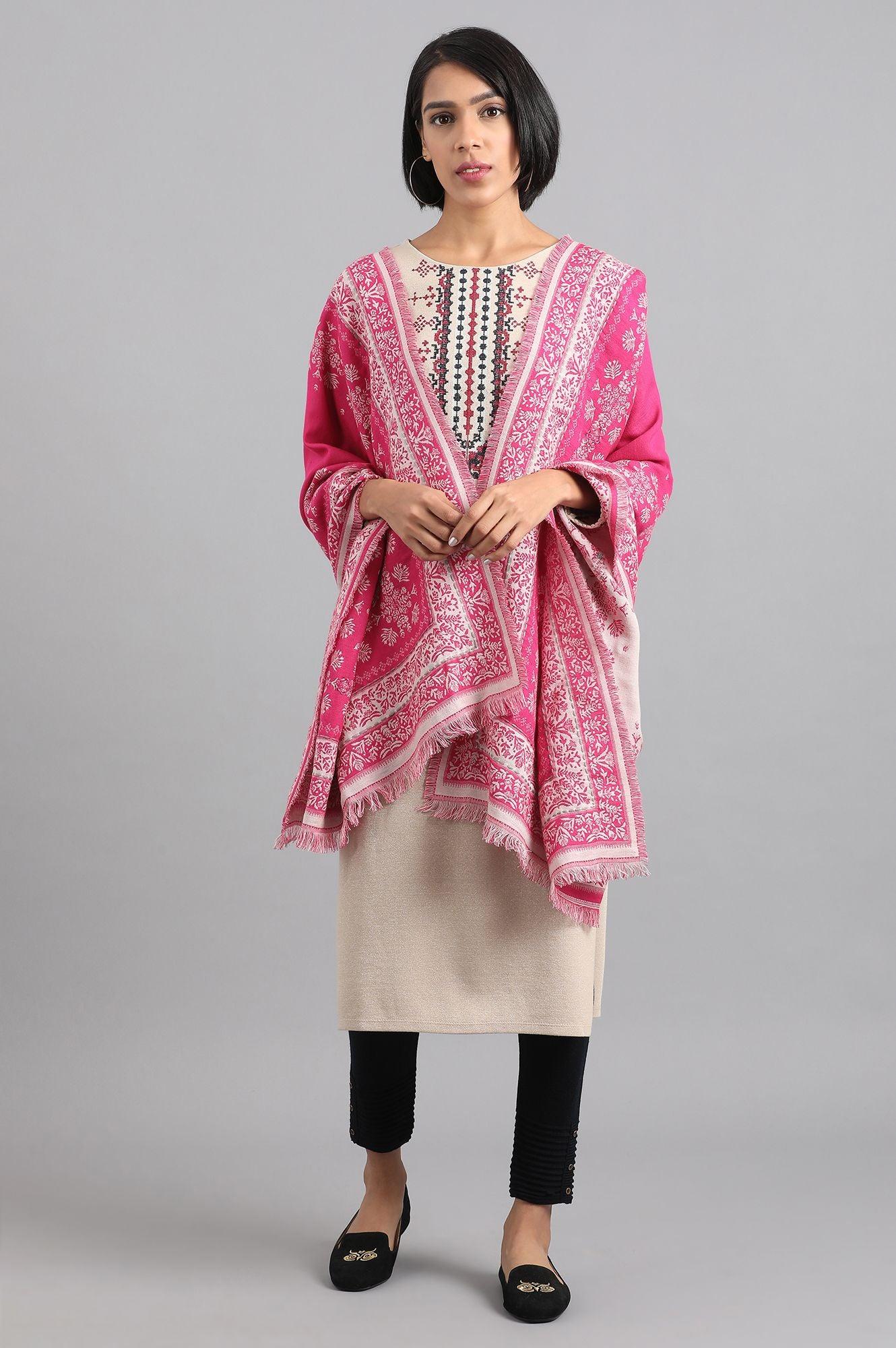Purple Round Neck Yarn-dyed Winter kurta - wforwoman