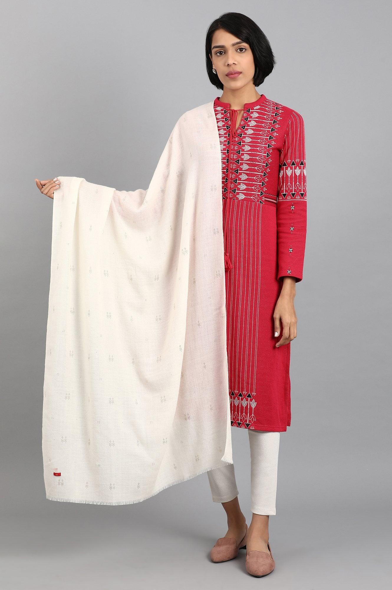 Purple Round Neck Yarn-dyed Winter kurta - wforwoman