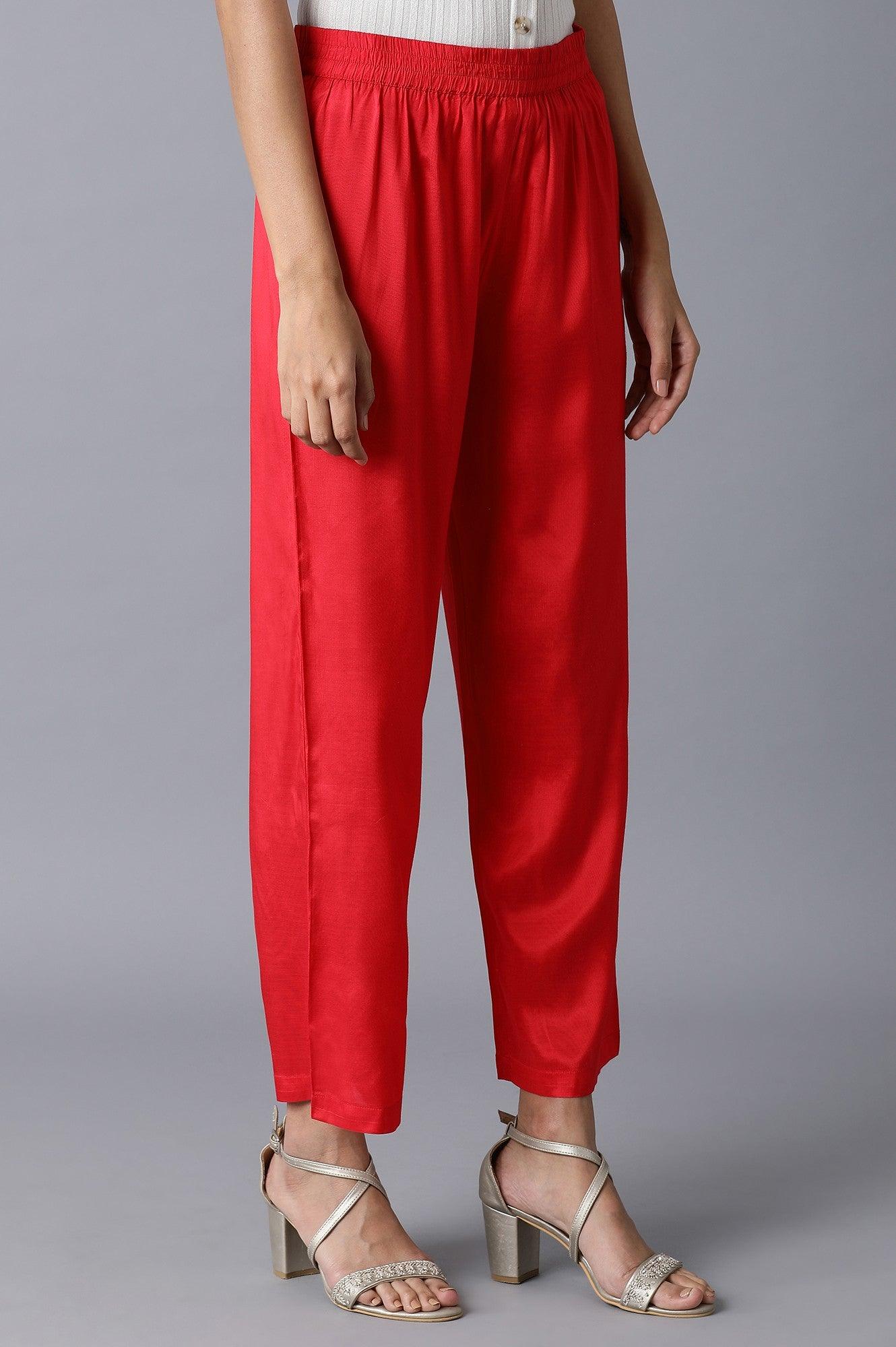 Coral Red Parallel Pants - wforwoman