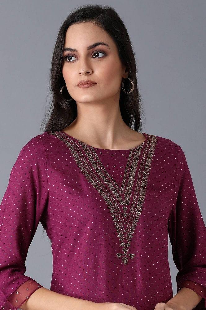 Purple Glitter kurta - wforwoman