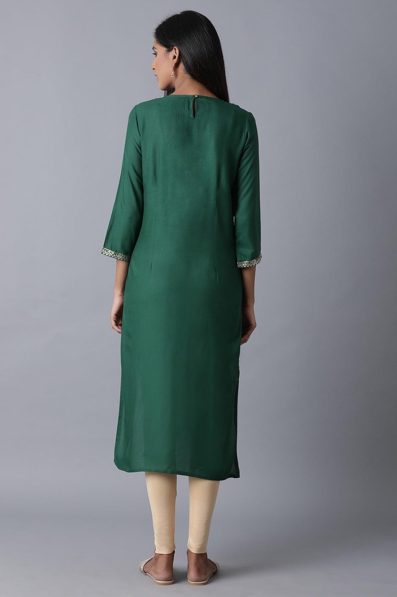 Teal Mock Layer kurta - wforwoman