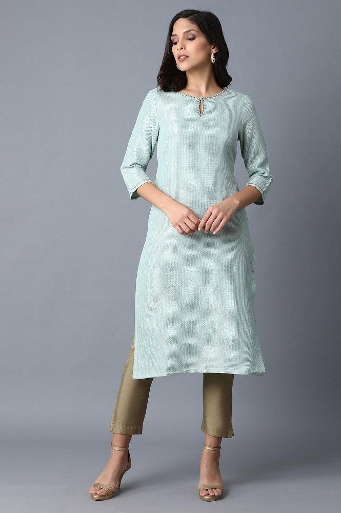 Teal Straight kurta - wforwoman