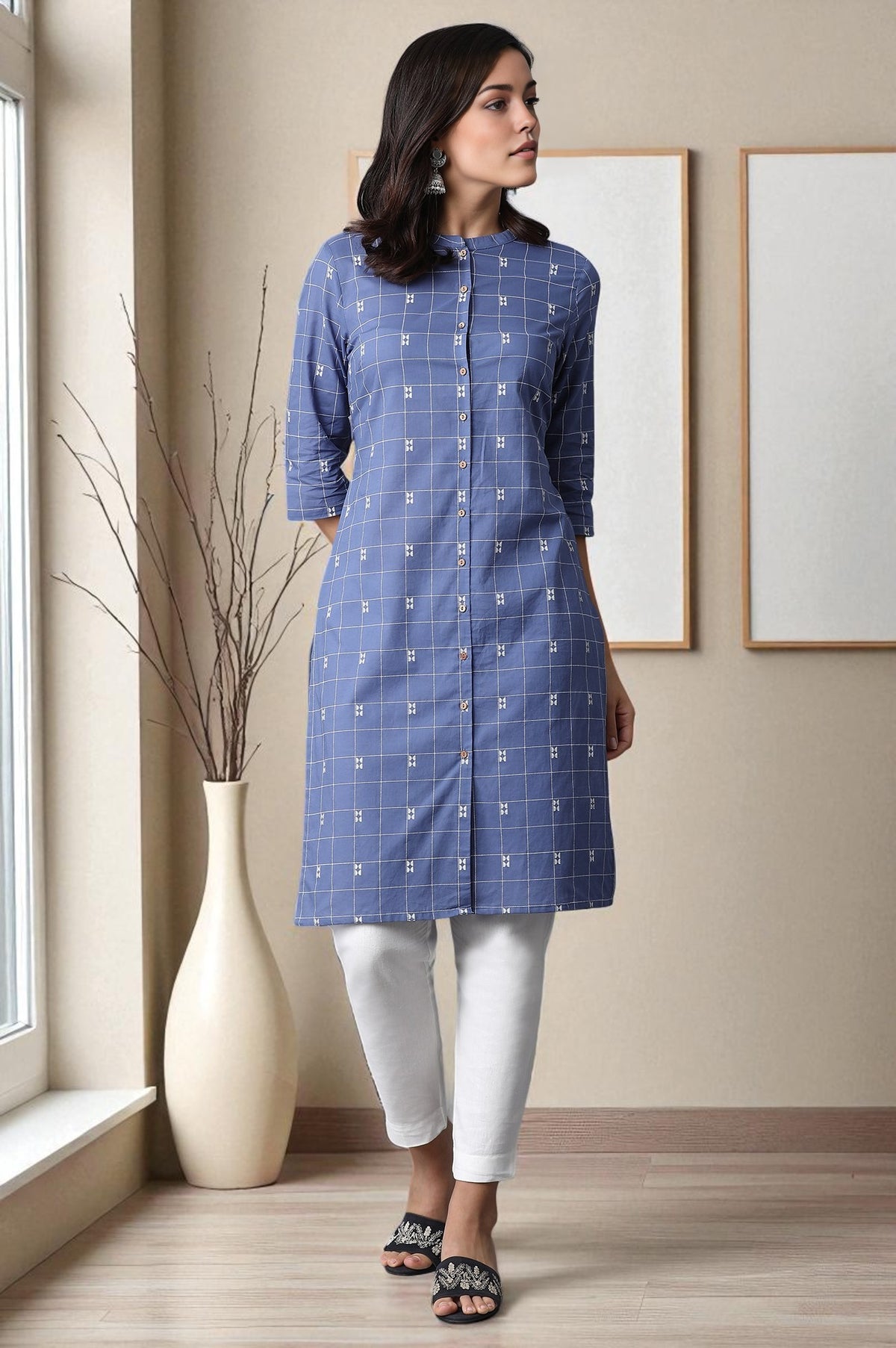 Dark Blue Printed kurta