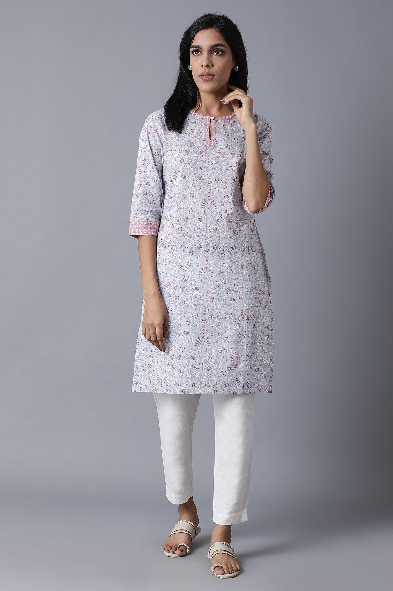 Light Purple Printed kurta - wforwoman