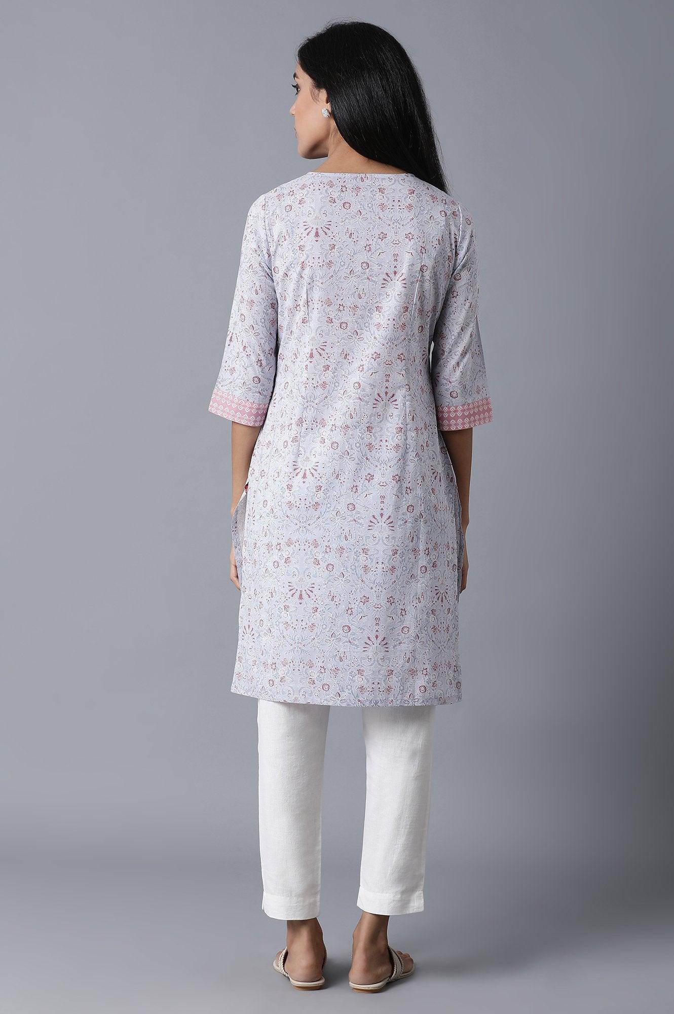 Light Purple Printed kurta - wforwoman