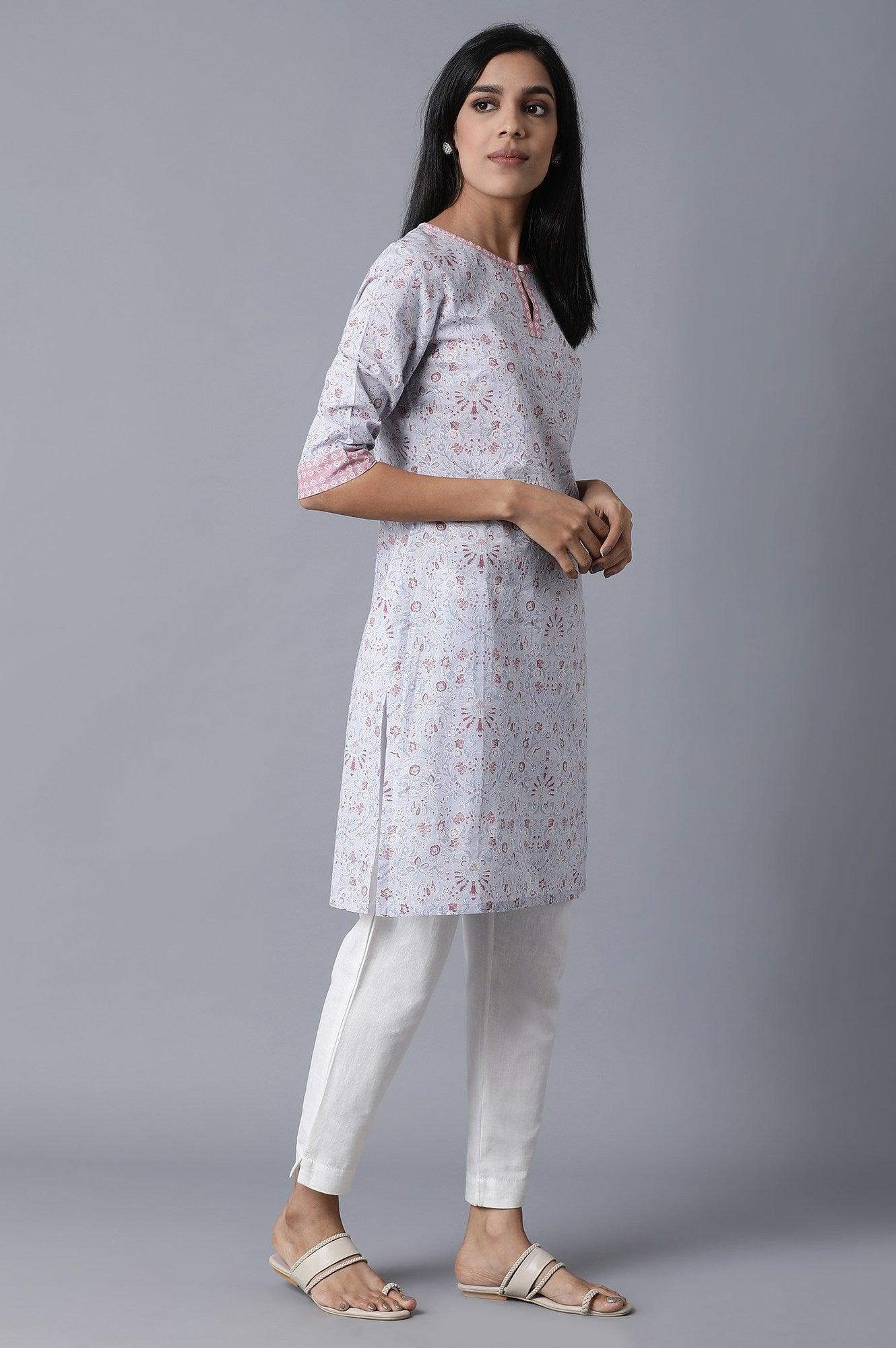 Light Purple Printed kurta - wforwoman