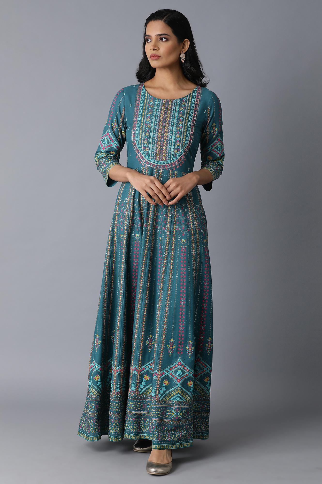 Dark Green Festive Dress - wforwoman