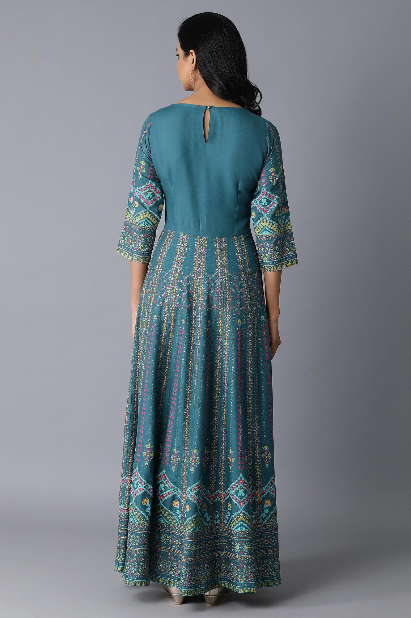 Dark Green Festive Dress - wforwoman