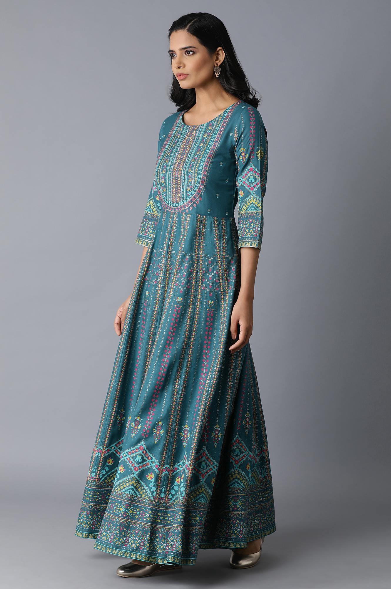 Dark Green Festive Dress - wforwoman