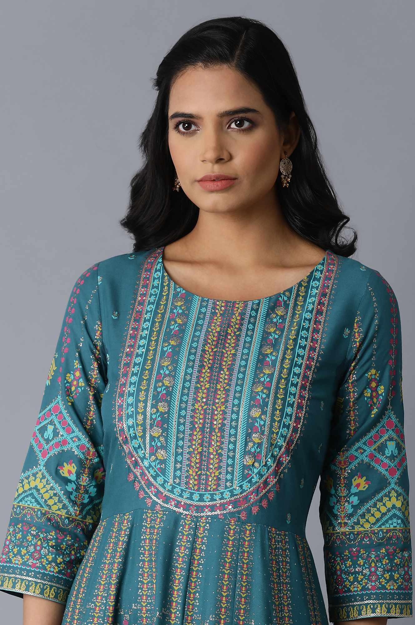 Dark Green Festive Dress - wforwoman