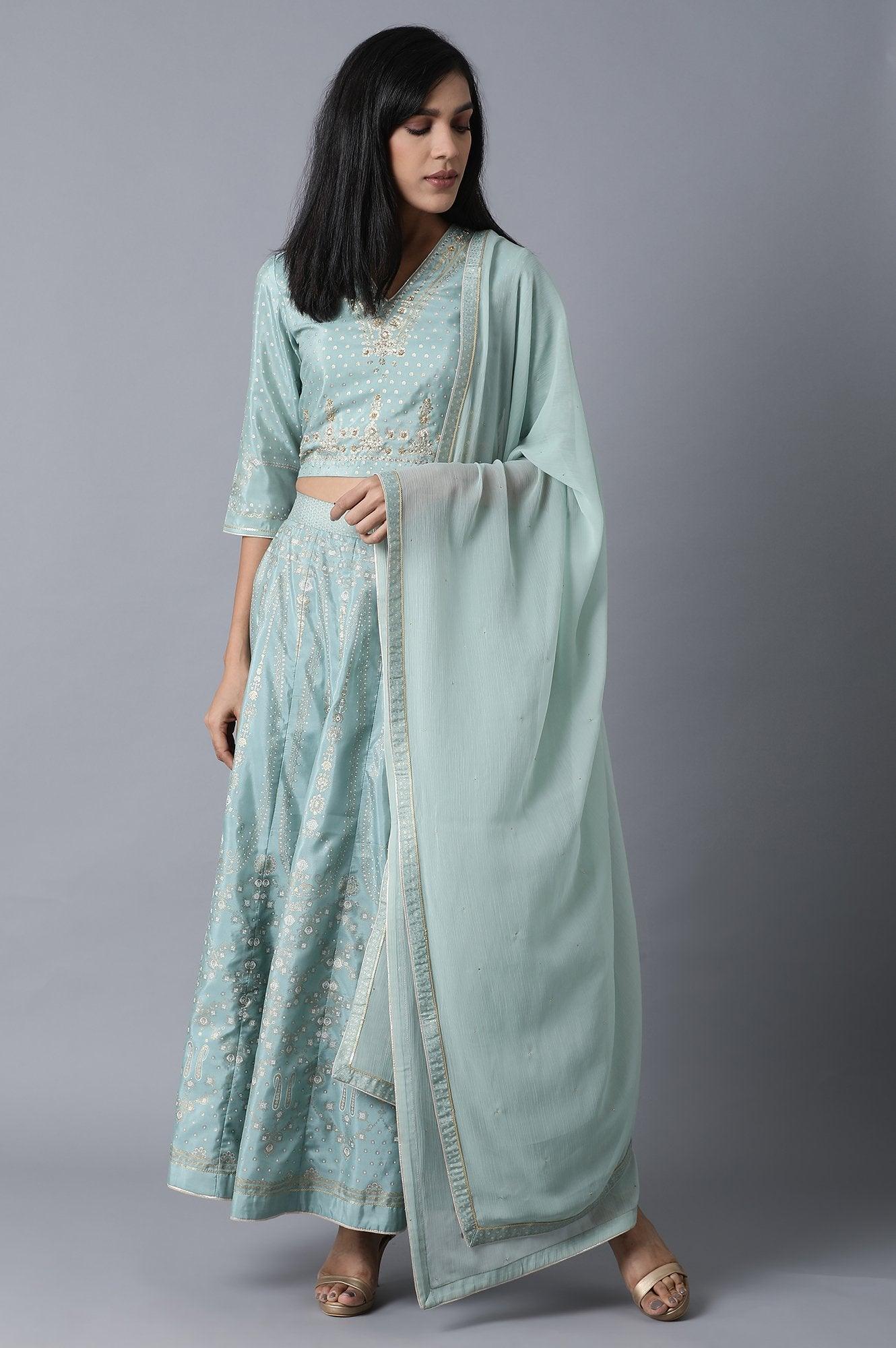 Blue Skirt-Top Set - wforwoman