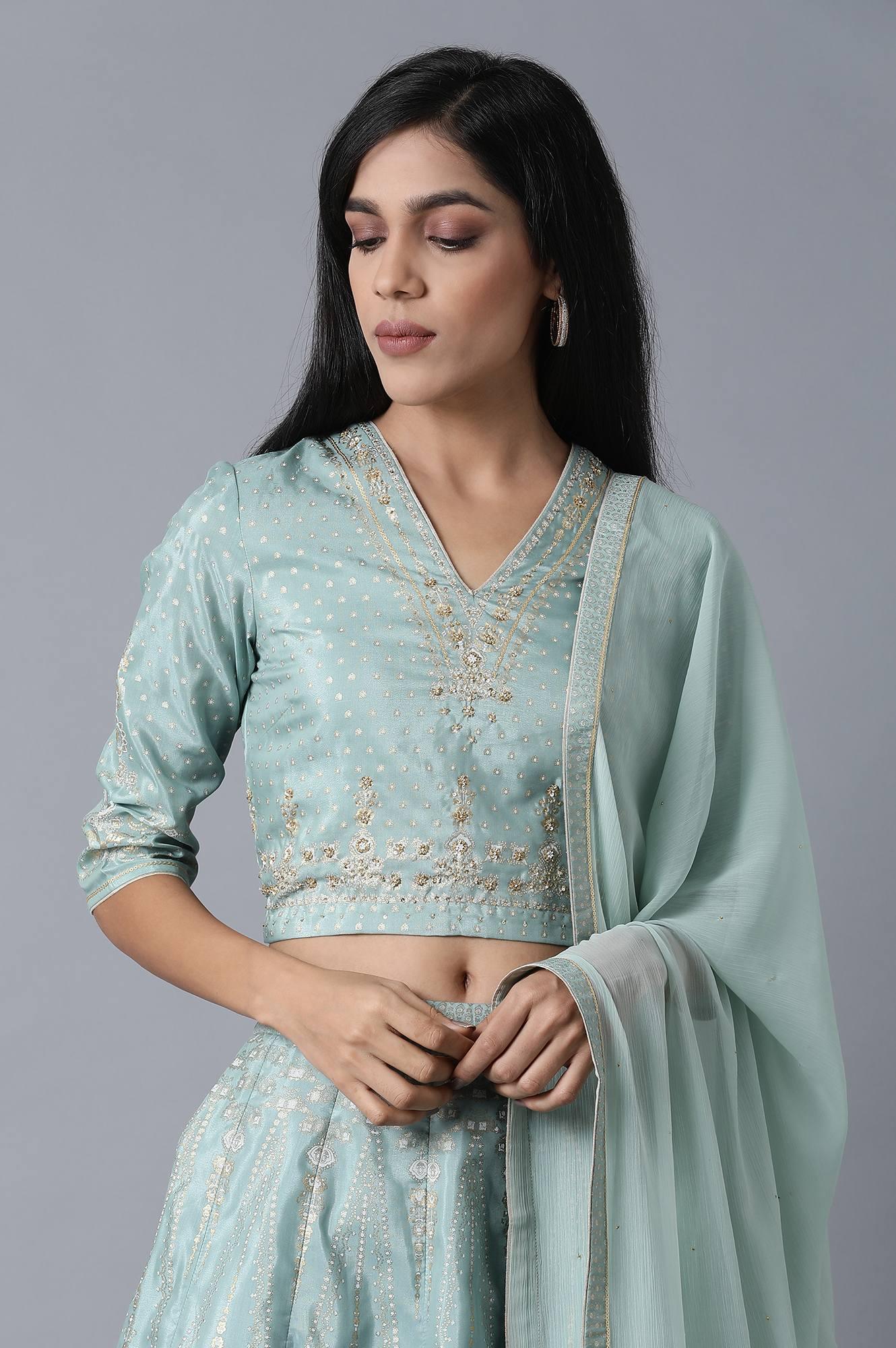 Blue Skirt-Top Set - wforwoman